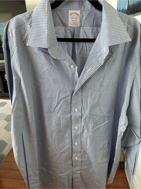 Madison Light Blue and White Micro-Check Dress Shirt